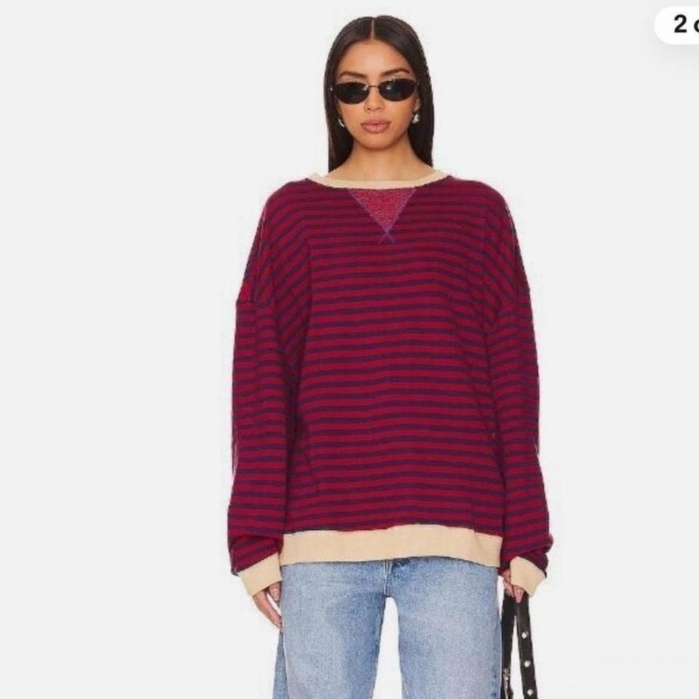 Free people x we the free Classic striped crew in nautical combo